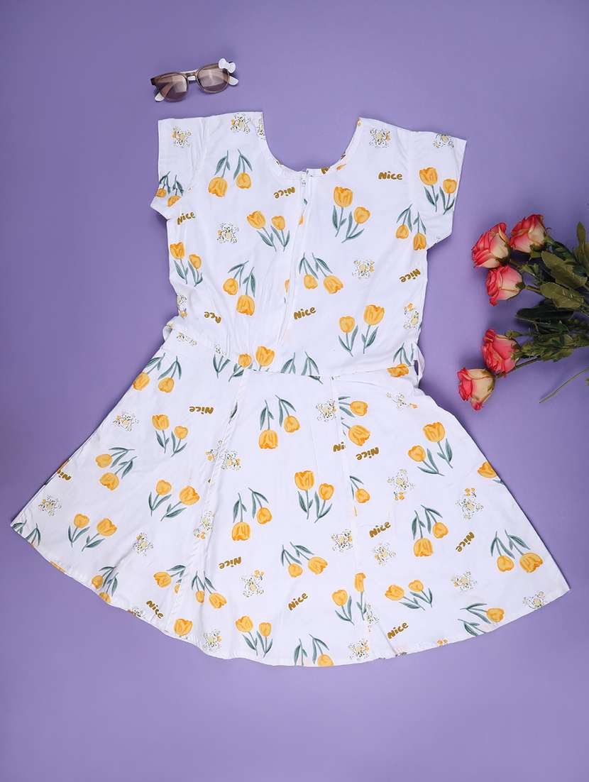 girls printed short sleeve flared frock - 22317364 -  Standard Image - 2