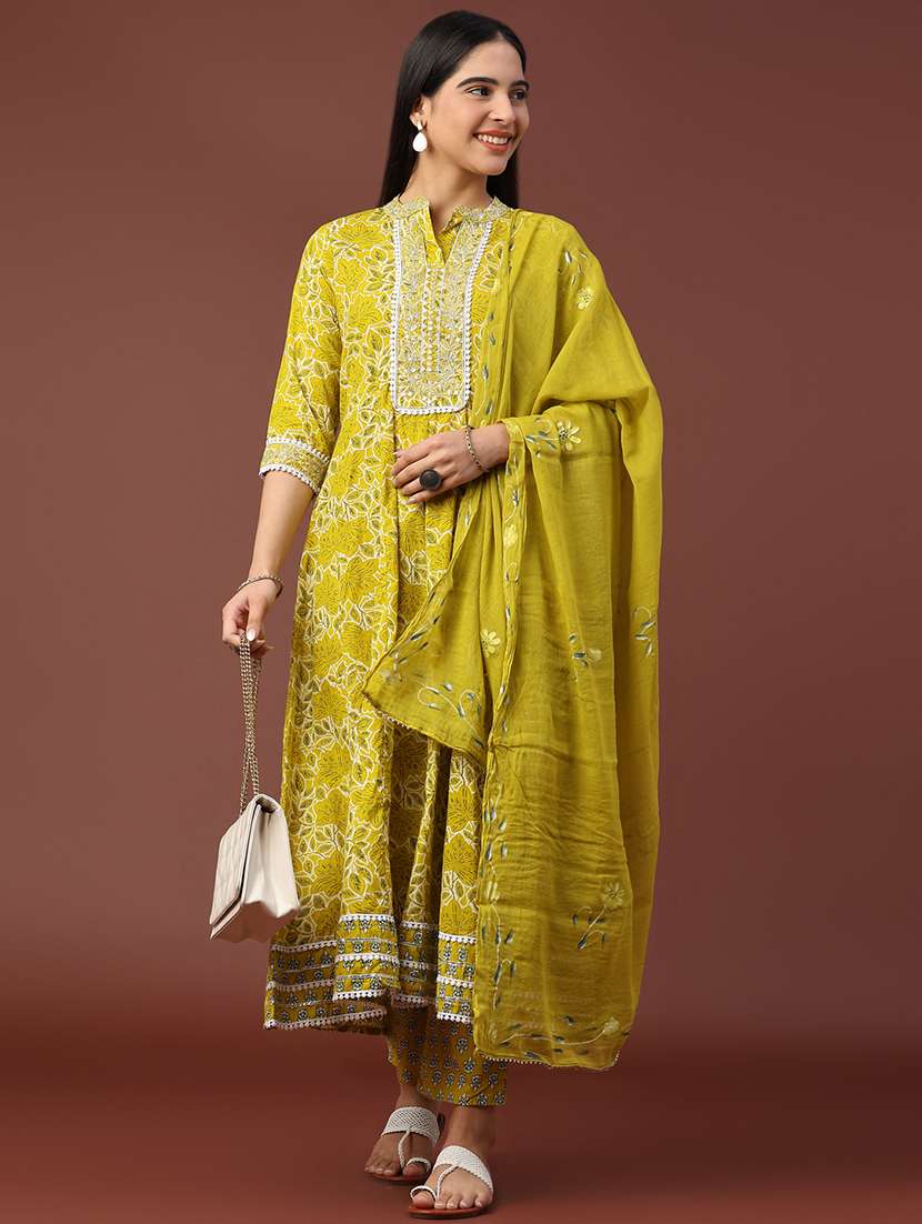 mustard cotton kurta dupatta  set - 22317398 -  Standard Image - 2