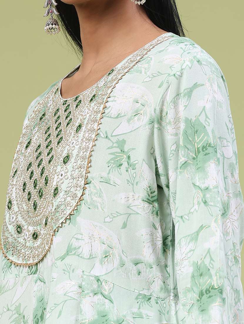 green rayon kurta pant  set - 22317402 -  Standard Image - 2