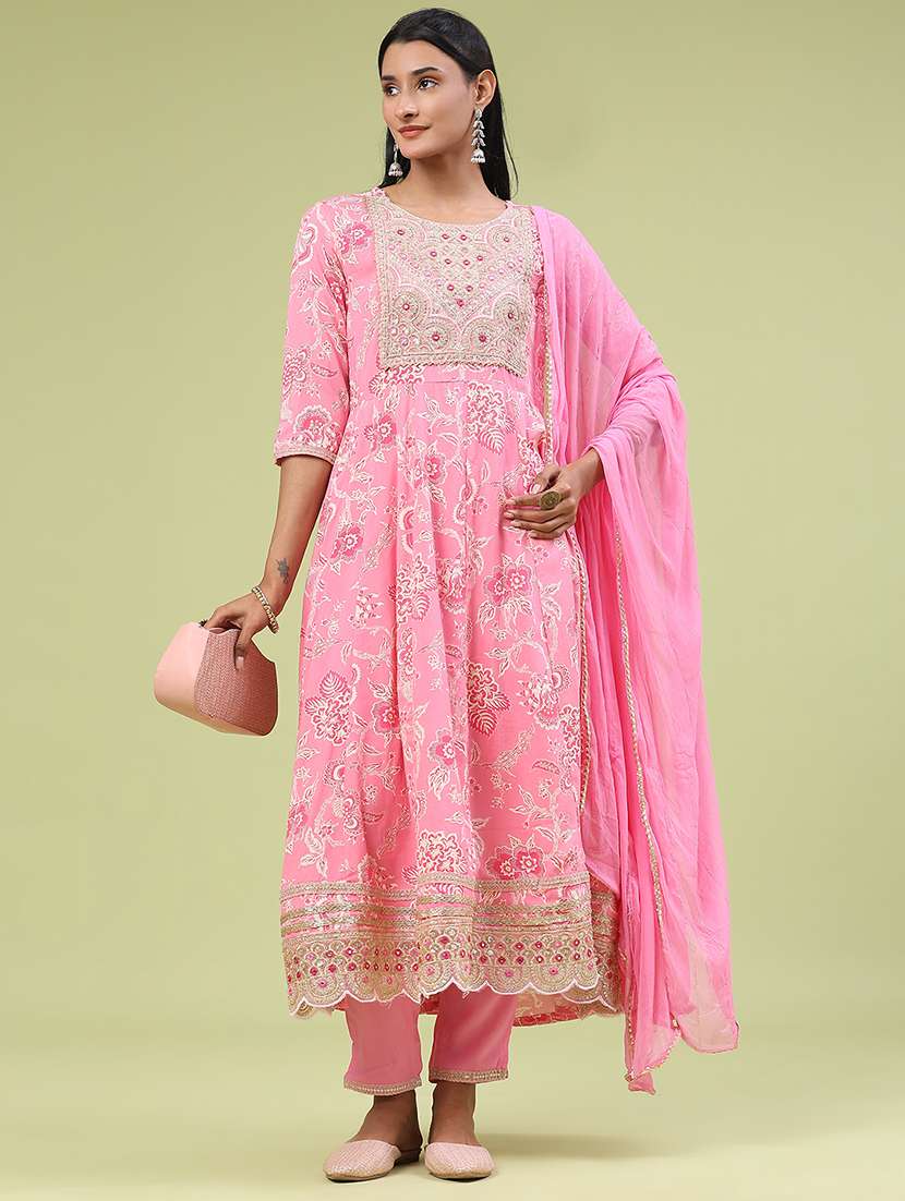pink rayon kurta pant  set