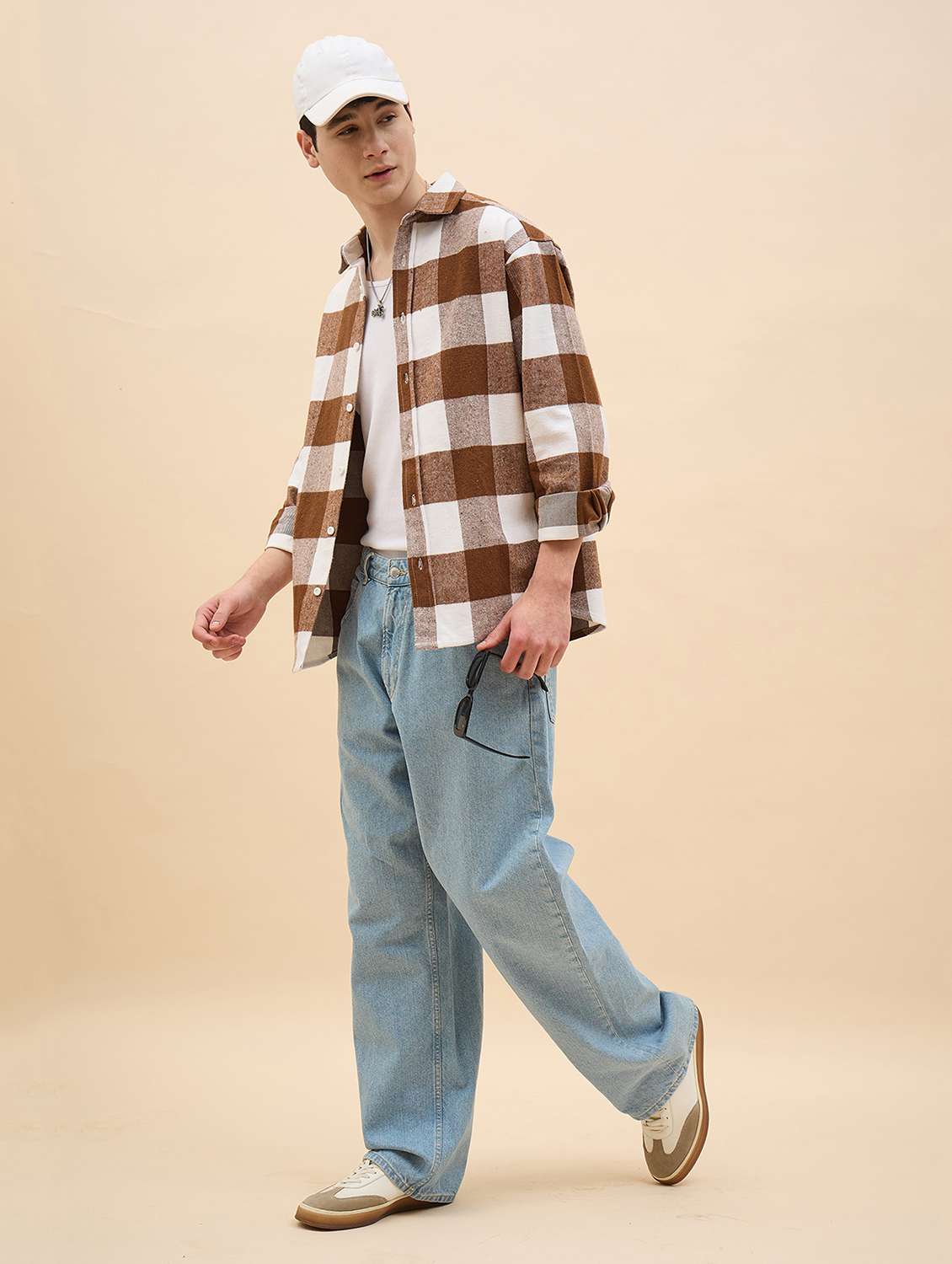 men checkered long sleeve oversized casual shirt - 22317415 -  Standard Image - 2