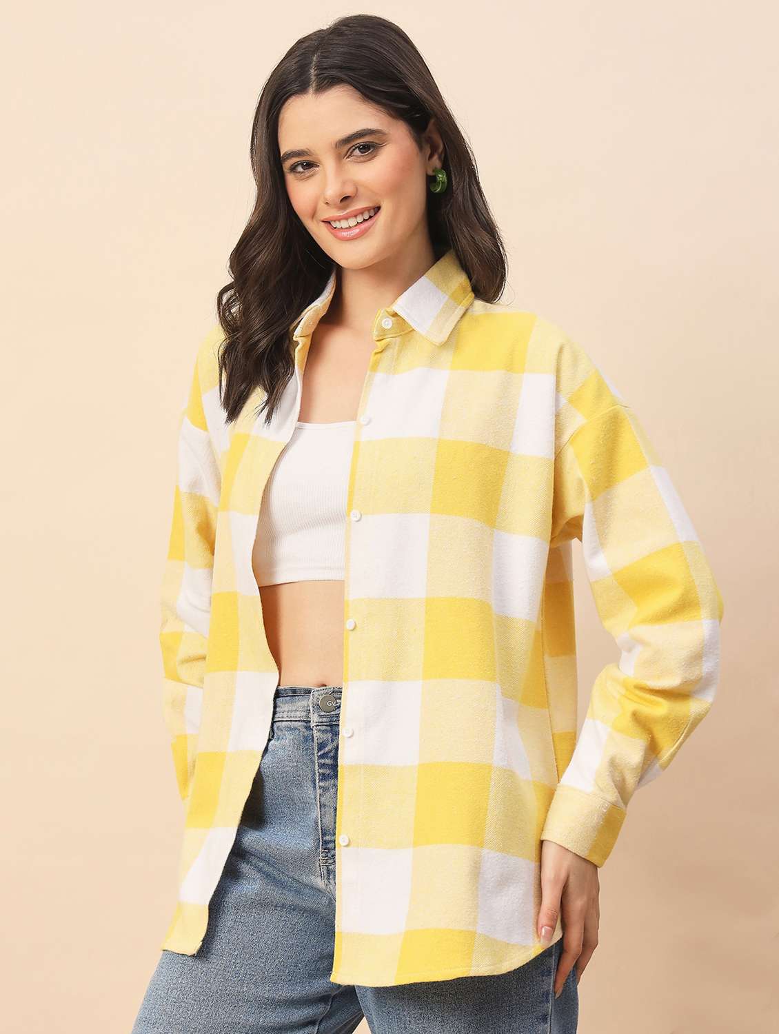 women checkered long sleeve oversized shacket - 22317419 -  Standard Image - 2