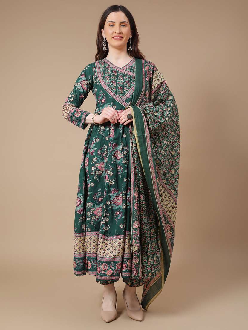 green cotton kurta pant  set - 22317459 -  Standard Image - 2