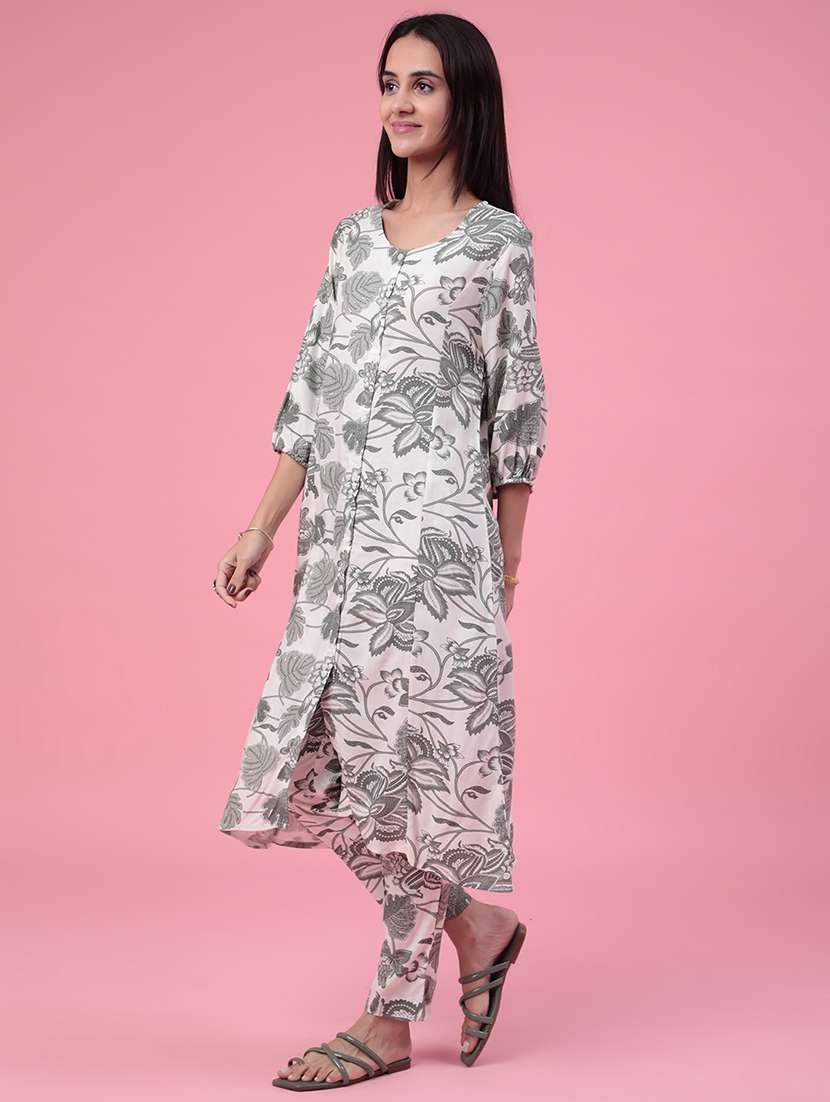 women printed three quarter sleeves ethnic co-ord set - 22317482 -  Standard Image - 2