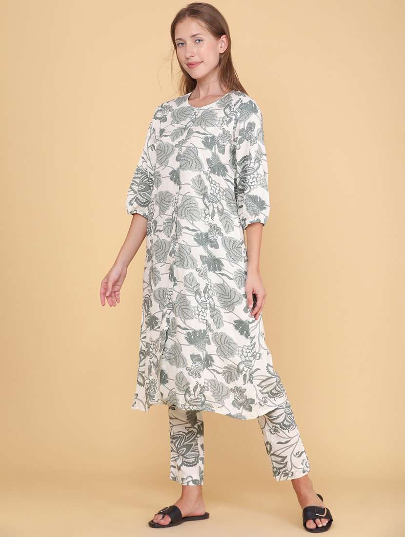 women printed three quarter sleeves ethnic co-ord set - 22317485 -  Standard Image - 2