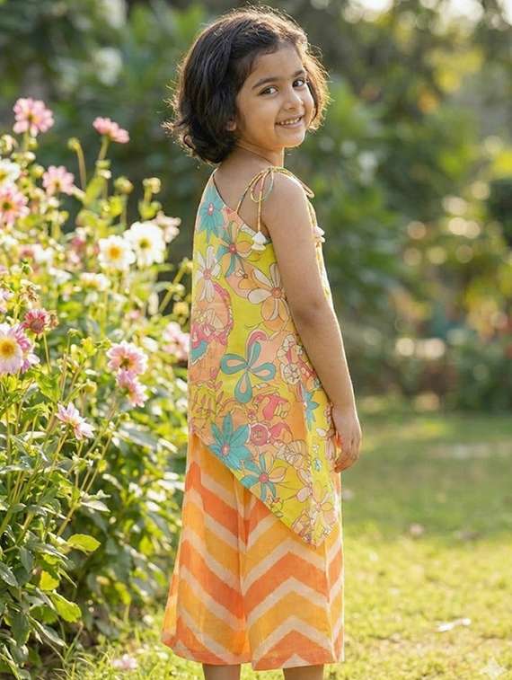 girls printed kurta and palazzo set - 22317509 -  Standard Image - 2