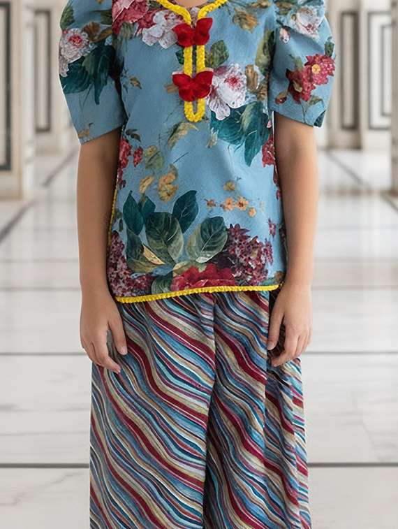 girls printed kurta and palazzo set - 22317564 -  Standard Image - 2