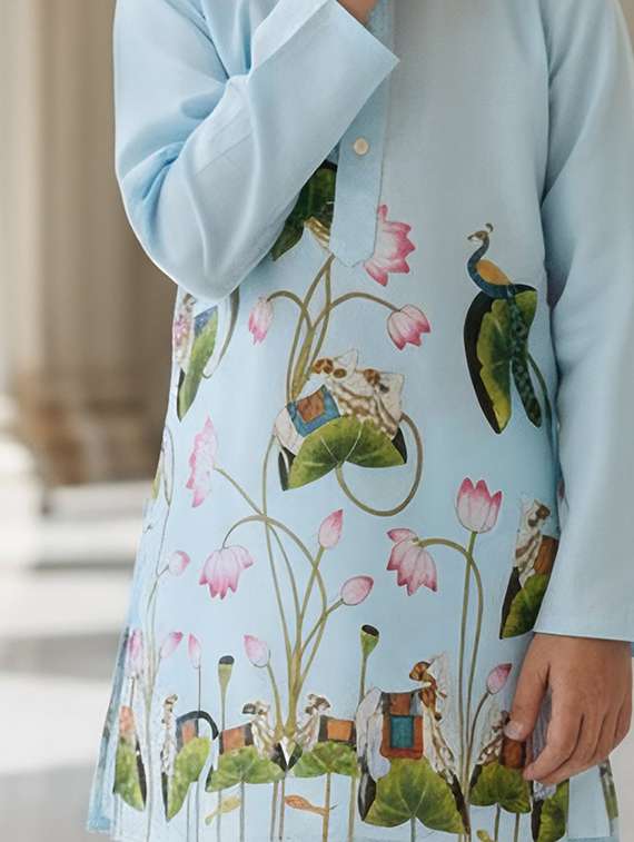 boys printed long sleeve kurta set  - 22317571 -  Standard Image - 2