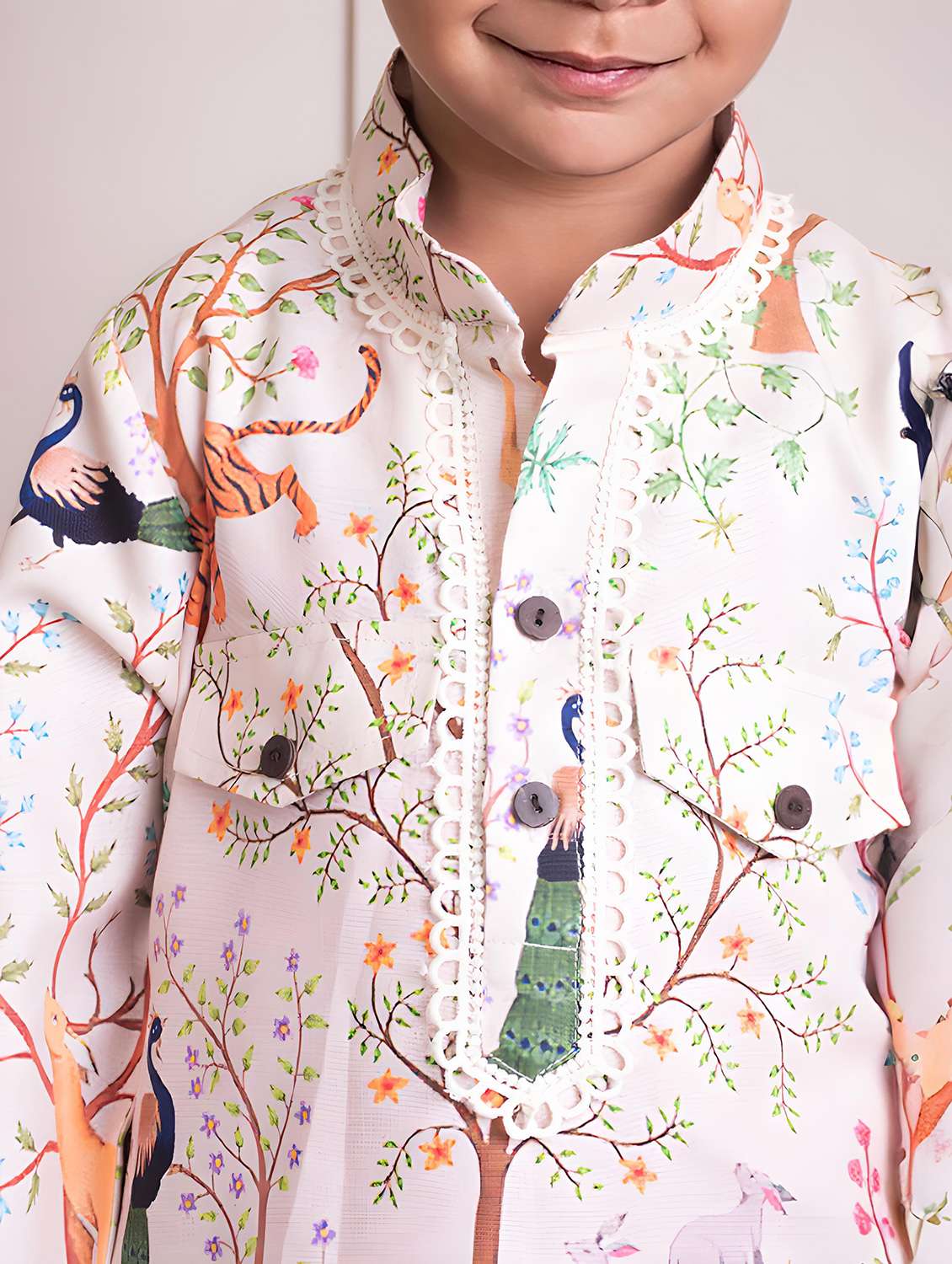 boys printed long sleeve kurta set  - 22317573 -  Standard Image - 2