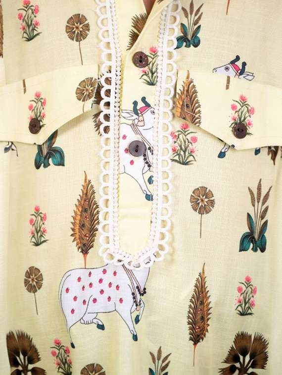 boys printed long sleeve kurta set - 22317596 -  Standard Image - 2