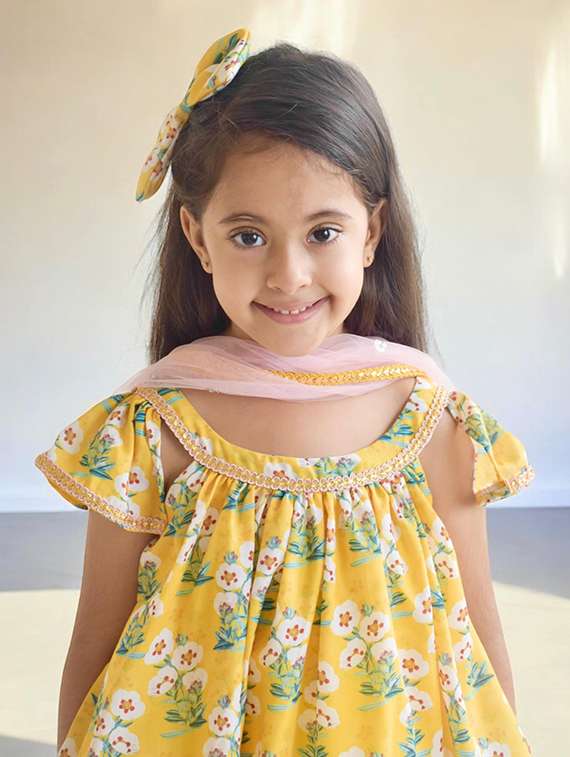 girls printed kurta and dhoti set - 22317599 -  Standard Image - 2