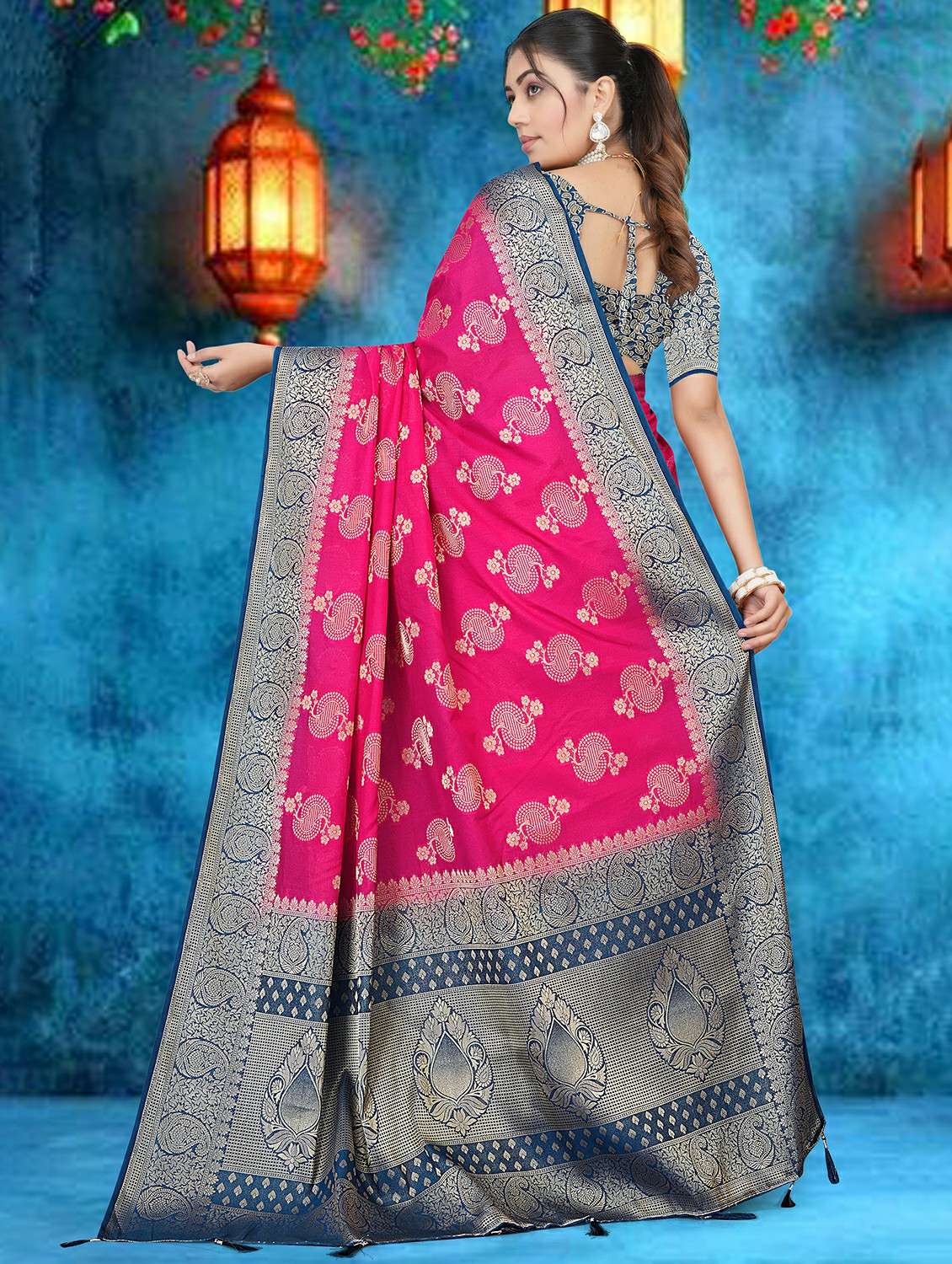 women self design bordered saree with blouse - 22317639 -  Standard Image - 2