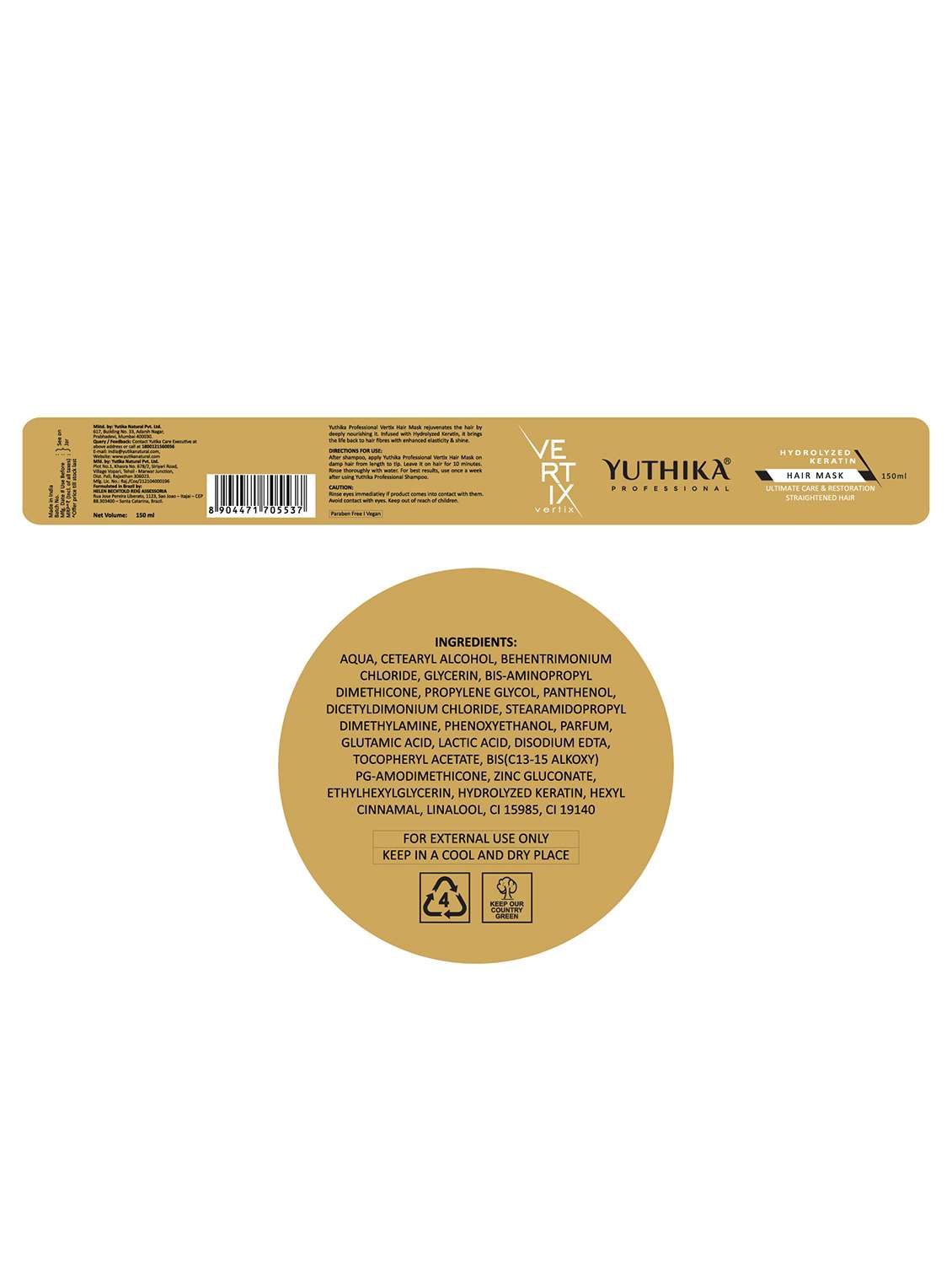 yuthika proffesional vertix hair mask 150ml - 22317739 -  Standard Image - 2