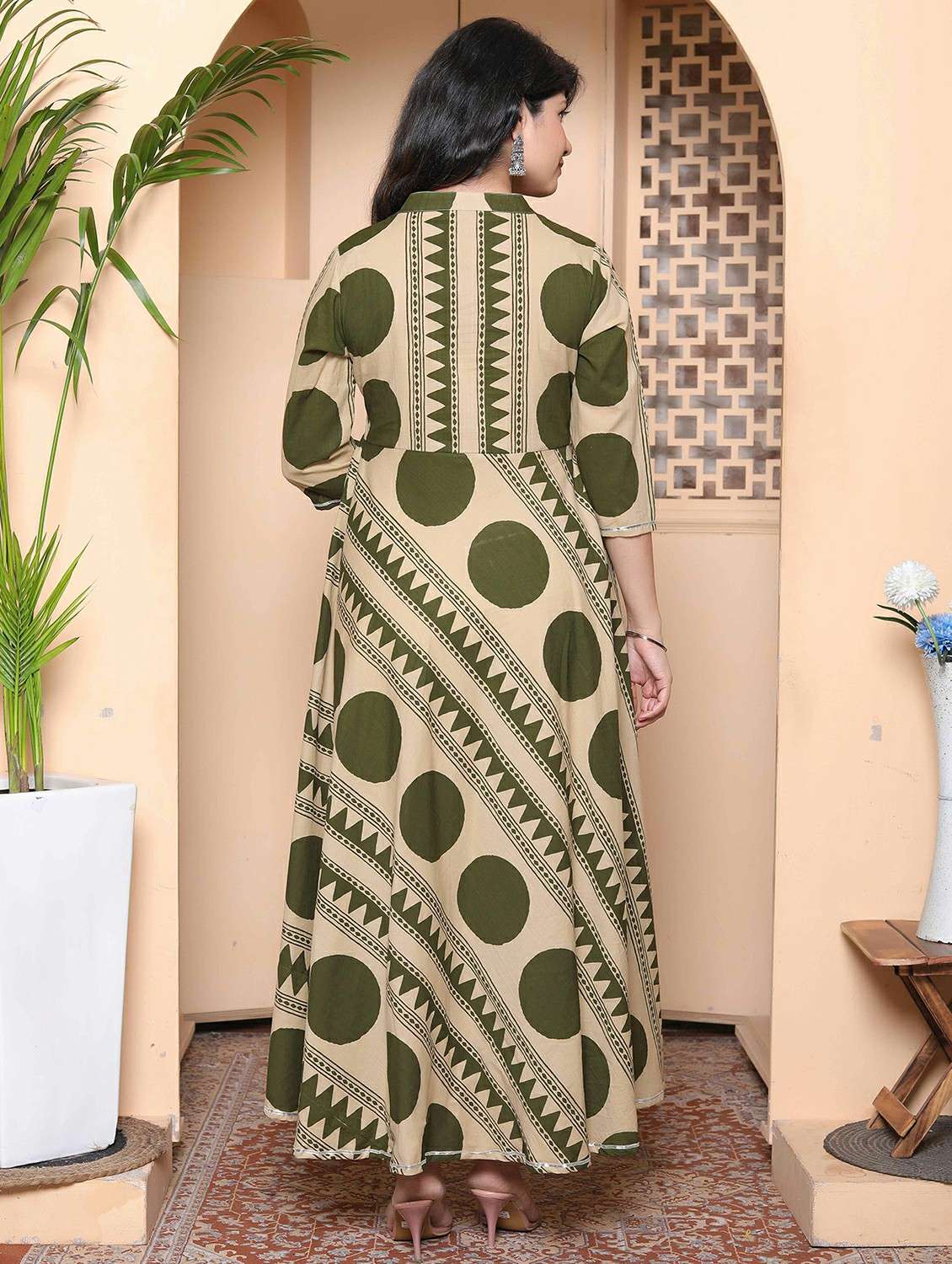 women printed three quarter sleeve anarkali kurta - 22317755 -  Standard Image - 2