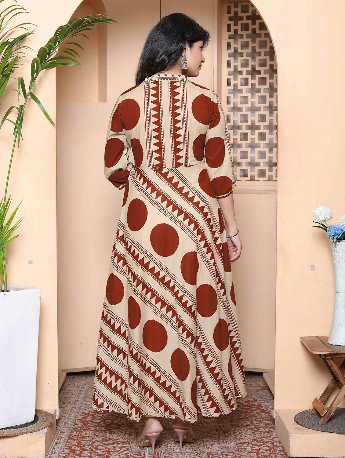 women printed three quarter sleeve anarkali kurta - 22317758 -  Standard Image - 2