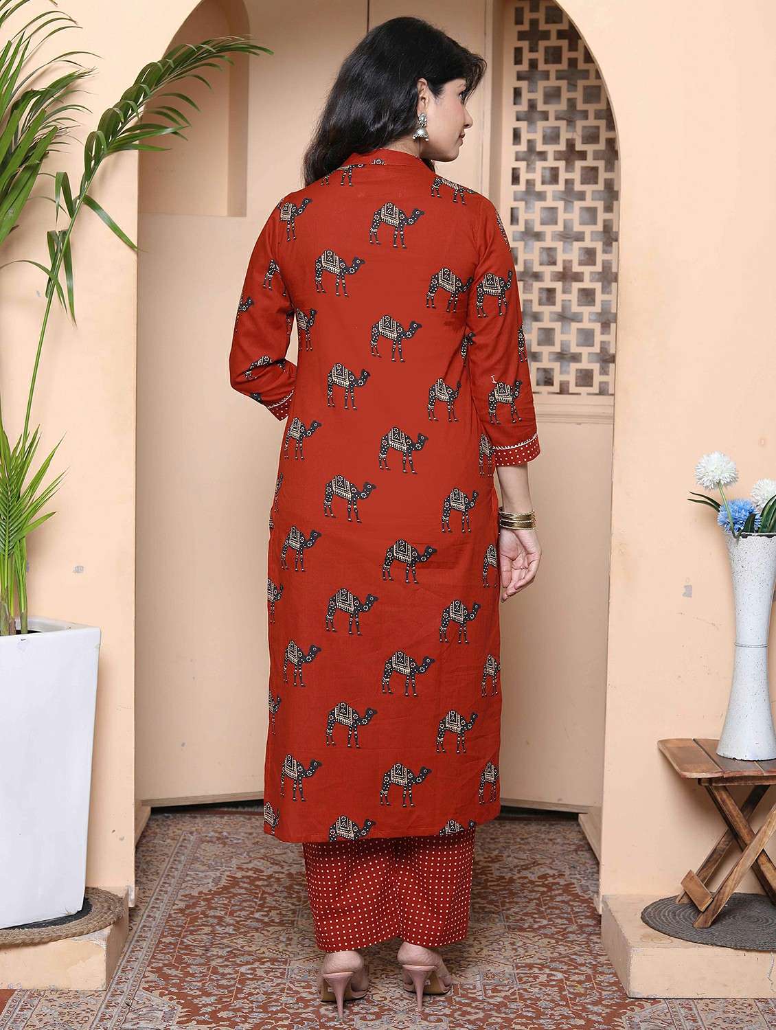 women printed three quarter sleeve kurta palazzo with dupatta set - 22317811 -  Standard Image - 2