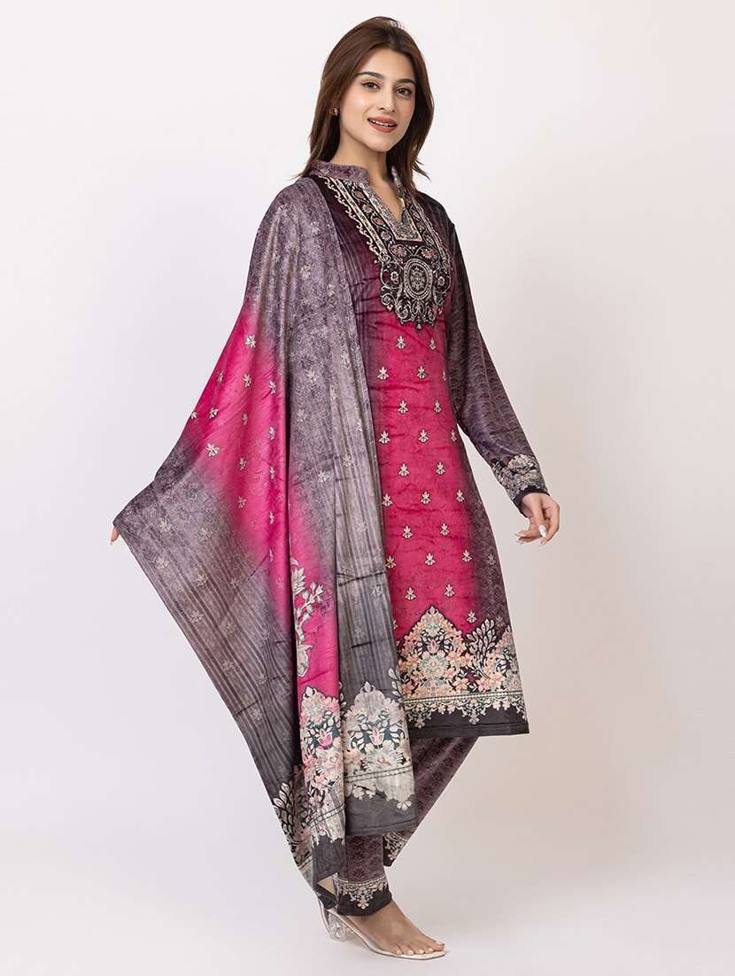 women printed long sleeve kurta pant with dupatta set - 22318099 -  Standard Image - 2