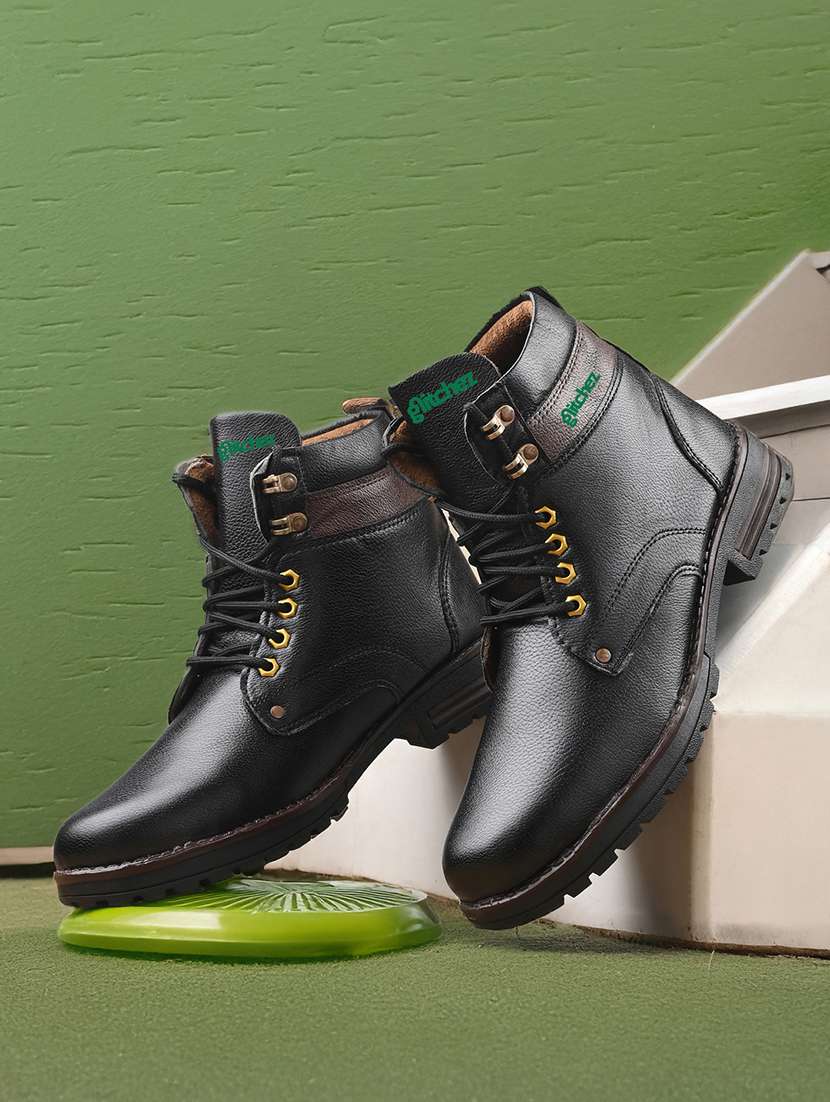 men black lace up boot