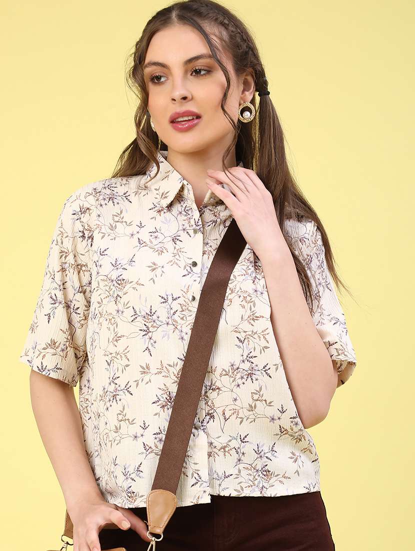 beige polyester regular shirt