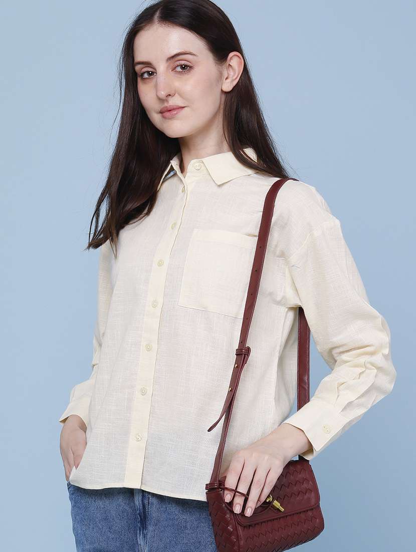 women solid long sleeves regular shirt
