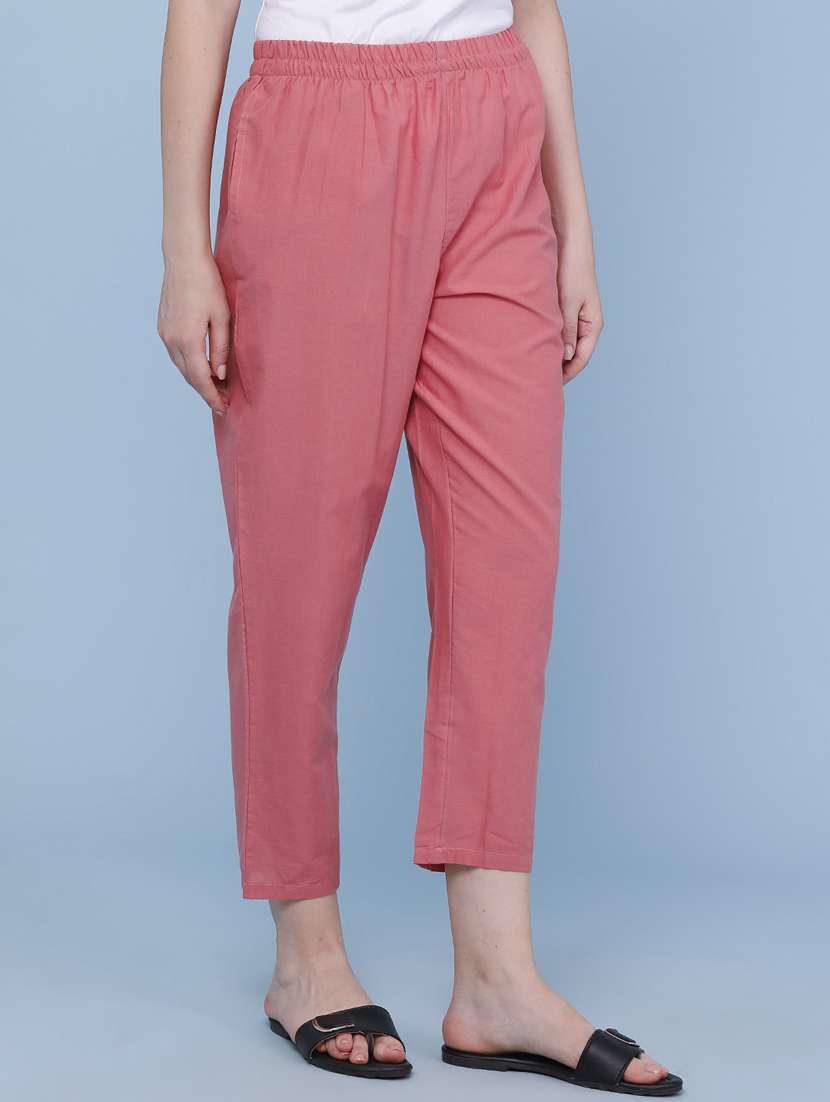 Women Solid Mid Rise Tapered Pant - 22319020 -  Standard Image - 2