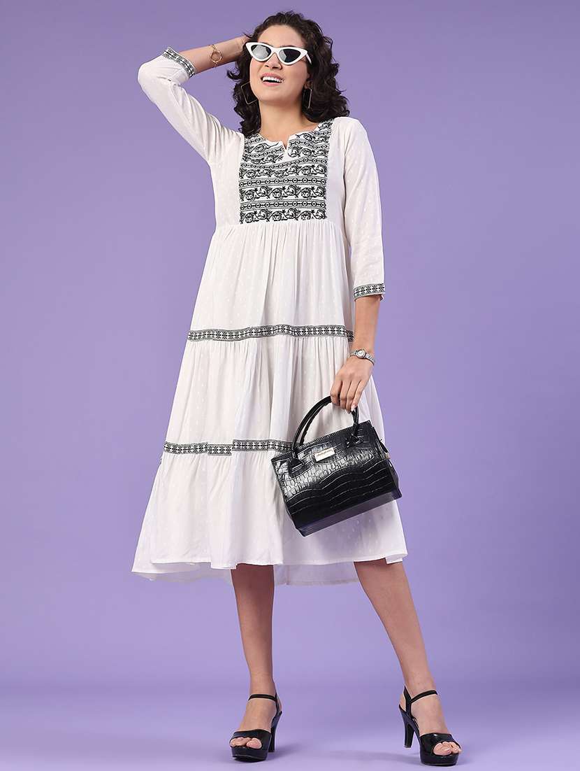 white cotton tiered  dress