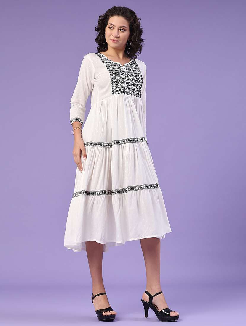 white cotton tiered  dress - 22319044 -  Standard Image - 2