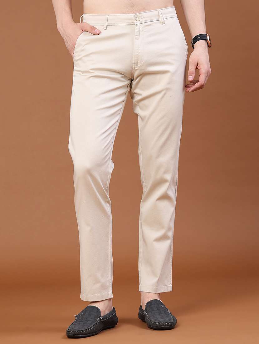 men solid mid rise regular fit chinos