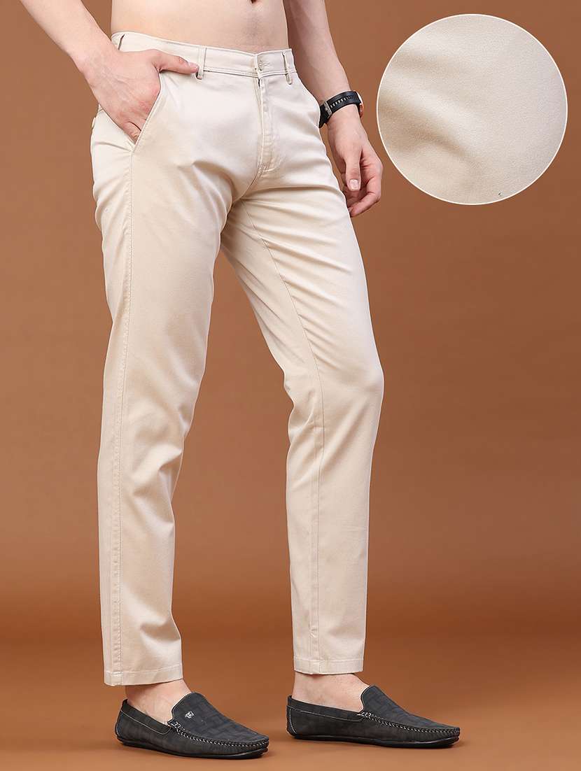 Men Solid Mid Rise Regular Fit Chinos - 22319159 -  Standard Image - 2