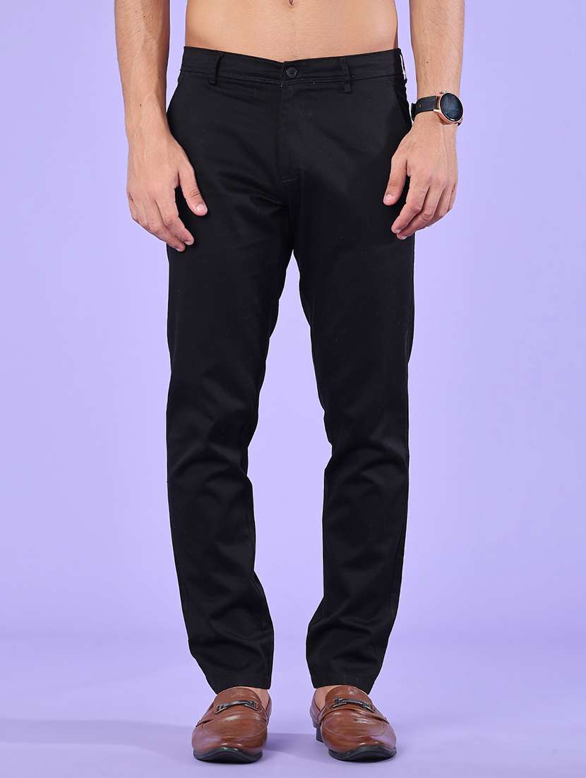 Men Solid Mid Rise Regular Fit Chinos - 22319160 -  Standard Image - 2