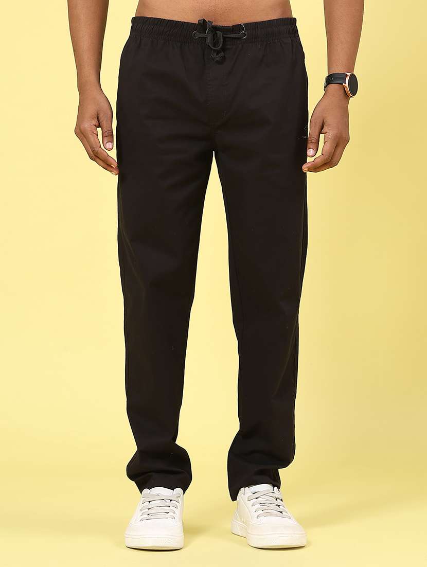 black cotton chinos casual trousers