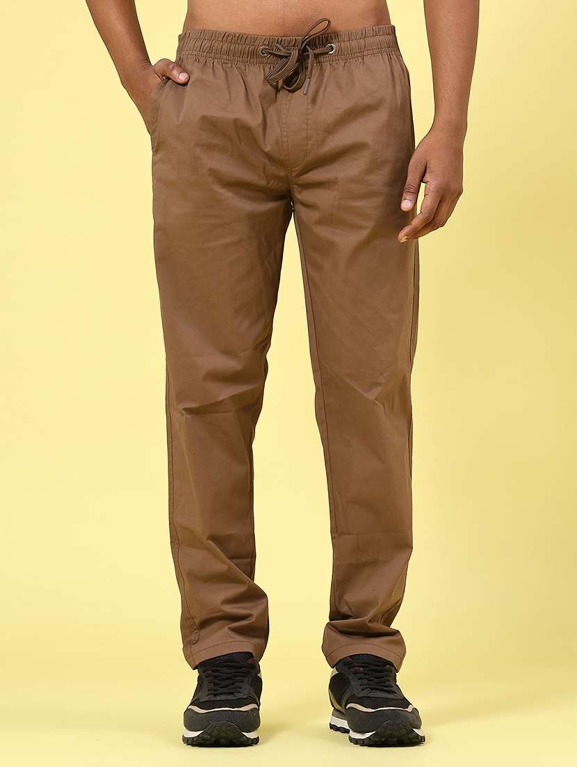 brown cotton chinos casual trousers