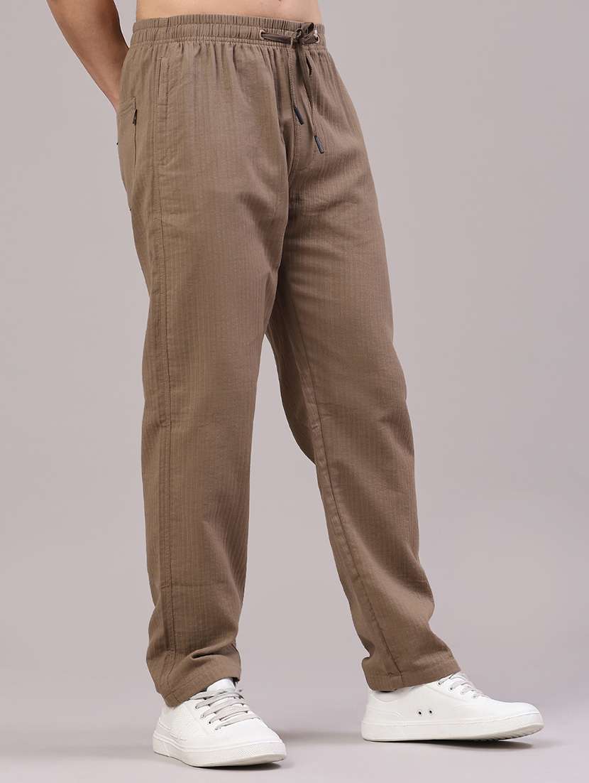 men self design mid rise regular fit casual trouser - 22319181 -  Standard Image - 2