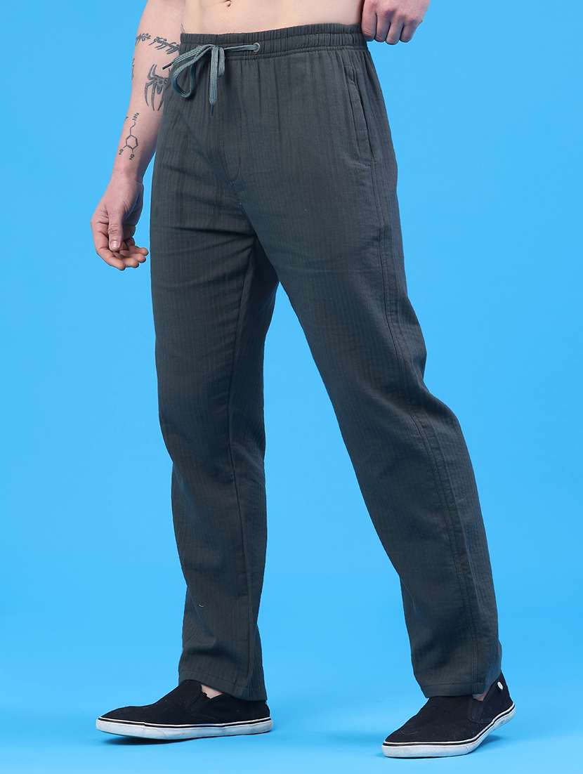 men self design mid rise regular fit casual trouser - 22319183 -  Standard Image - 2