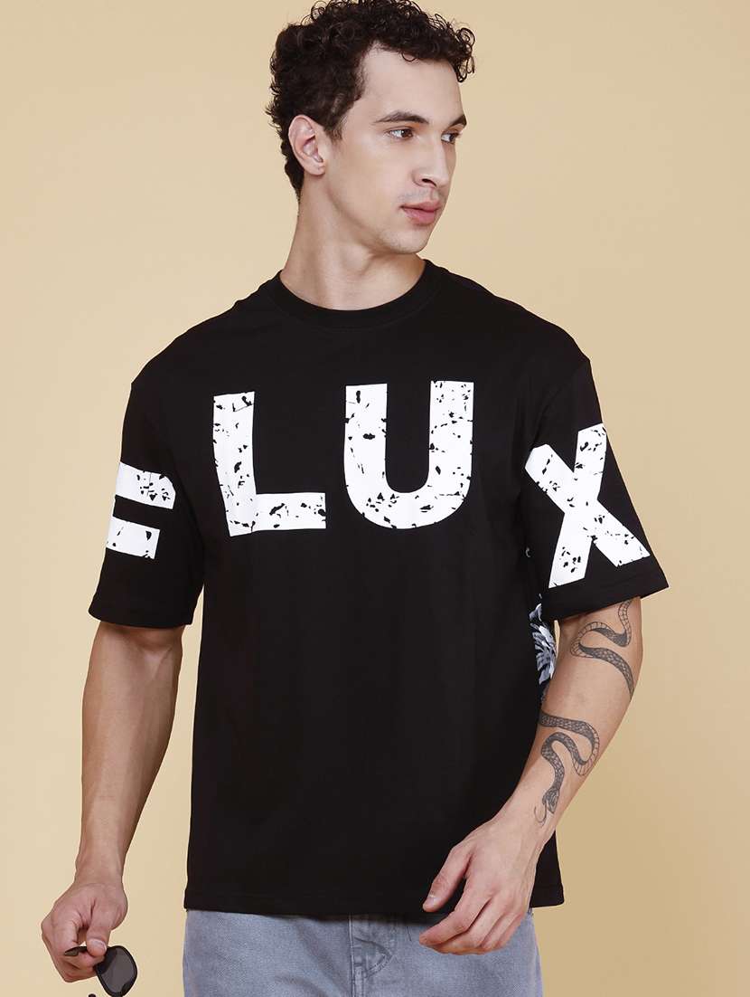 men printed round neck oversized t-shirt