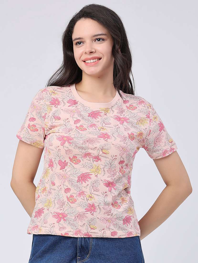 women printed round neck t-shirt