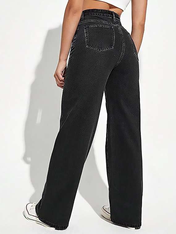 women solid high rise straight jean - 22319239 -  Standard Image - 2