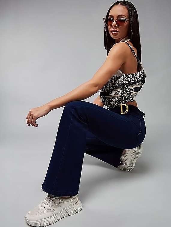 women plain high rise bootcut jeans - 22319246 -  Standard Image - 2