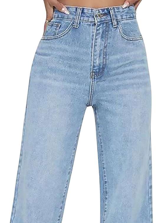 women washed high rise wide leg jeans - 22319253 -  Standard Image - 2