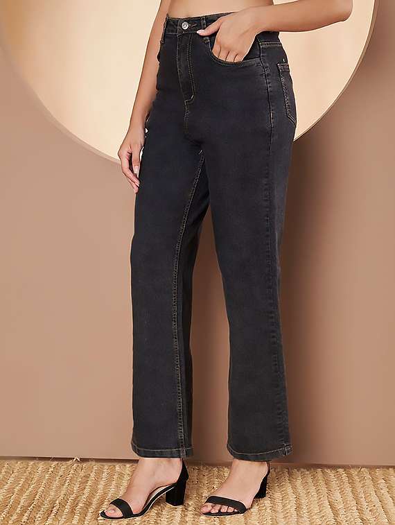 women solid high rise bootcut jeans - 22319284 -  Standard Image - 2