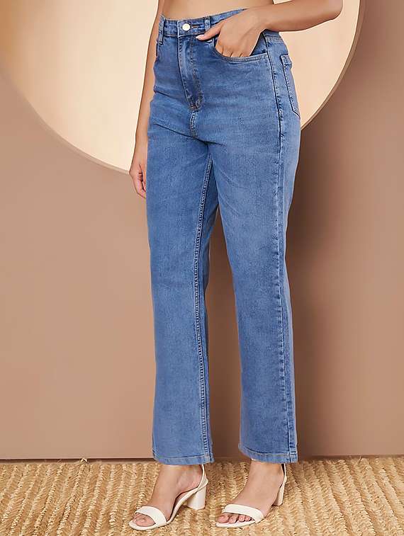 women plain high rise bootcut jeans - 22319286 -  Standard Image - 2