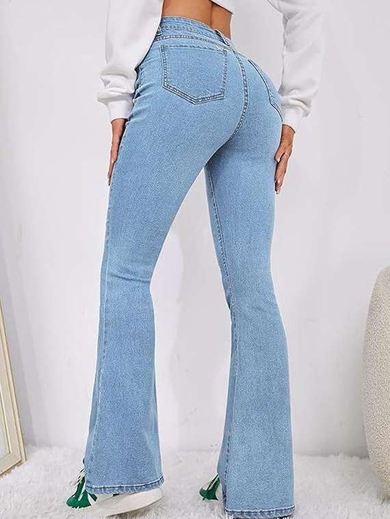 women solid high rise bootcut jeans - 22319301 -  Standard Image - 2