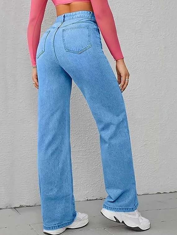 women solid high rise straight jeans - 22319309 -  Standard Image - 2