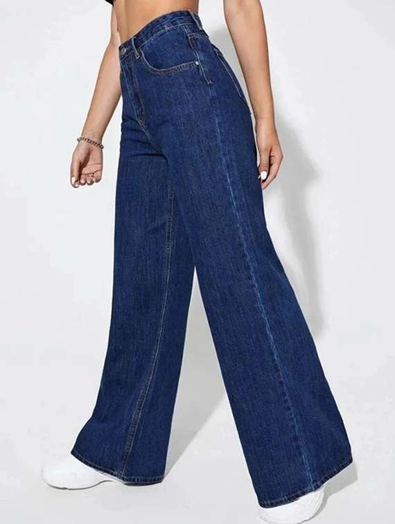 women solid high rise wide leg jean - 22319311 -  Standard Image - 2