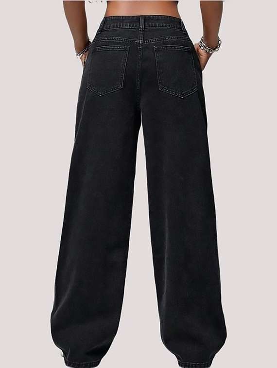 women plain high rise baggy jeans - 22319337 -  Standard Image - 2
