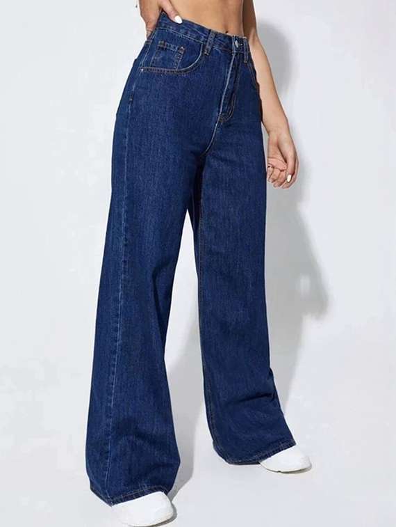 women solid high rise straight jeans - 22319351 -  Standard Image - 2