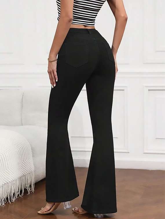 women plain high rise bootcut jeans - 22319353 -  Standard Image - 2