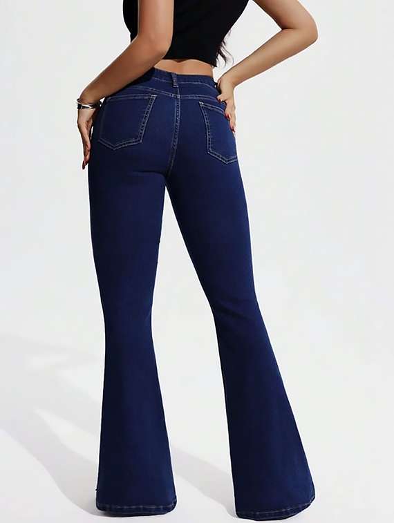 women plain high rise bootcut jeans - 22319354 -  Standard Image - 2