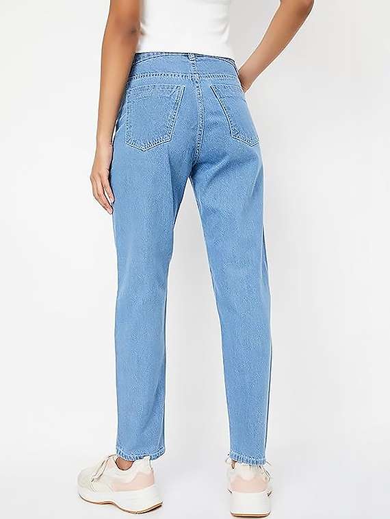 women solid high rise straight jeans - 22319358 -  Standard Image - 2