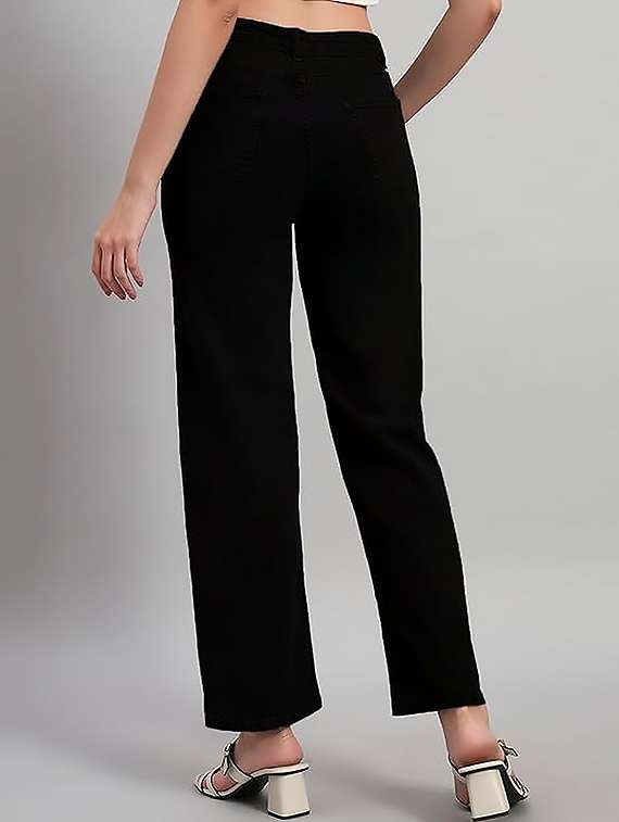 women solid high rise straight jeans - 22319361 -  Standard Image - 2